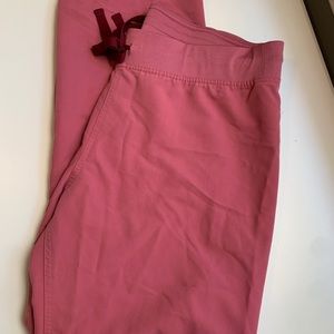 FIGS large Livingston pink pants with maroon band